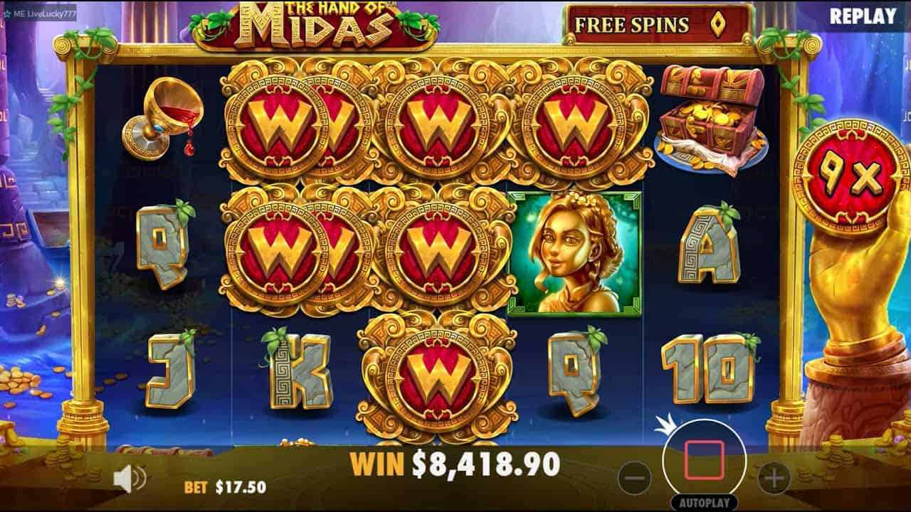 Emas Harta Berjatuhan di Gulungan The Hand of Midas 2025